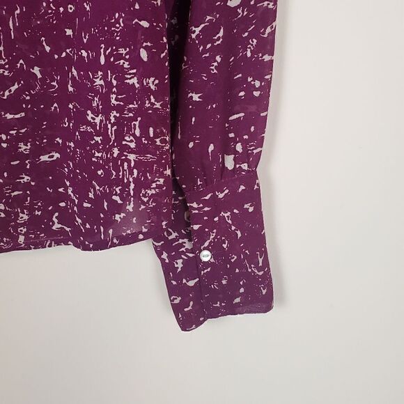 Converse Purple Printed Sheer Blouse Size Small - Picture 6 of 7